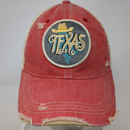Headmost Trucker Hat Red One Size Distressed Texas Snapback Frayed Mesh Back
