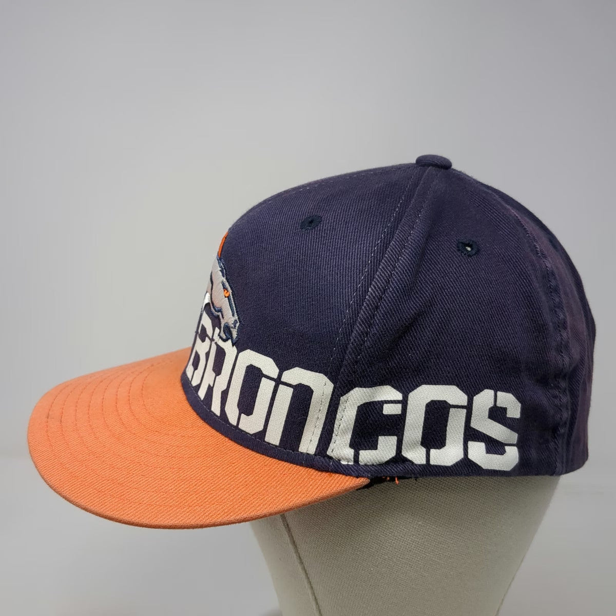 NFL Team Apparel Denver Broncos Baseball Cap Blue Orange XL Fitted Stretch Hat