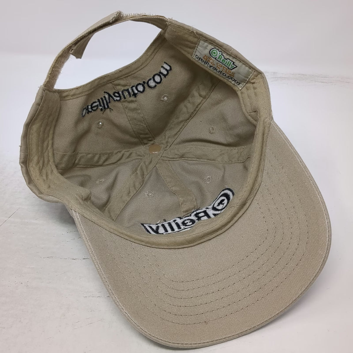 O'Reilly Auto Parts Baseball Cap Beige One Size Strapback Hat Embroidered Logo