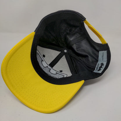 Batman Men's Snapback Hat Black Yellow Embroidered Big Logo Adjustable