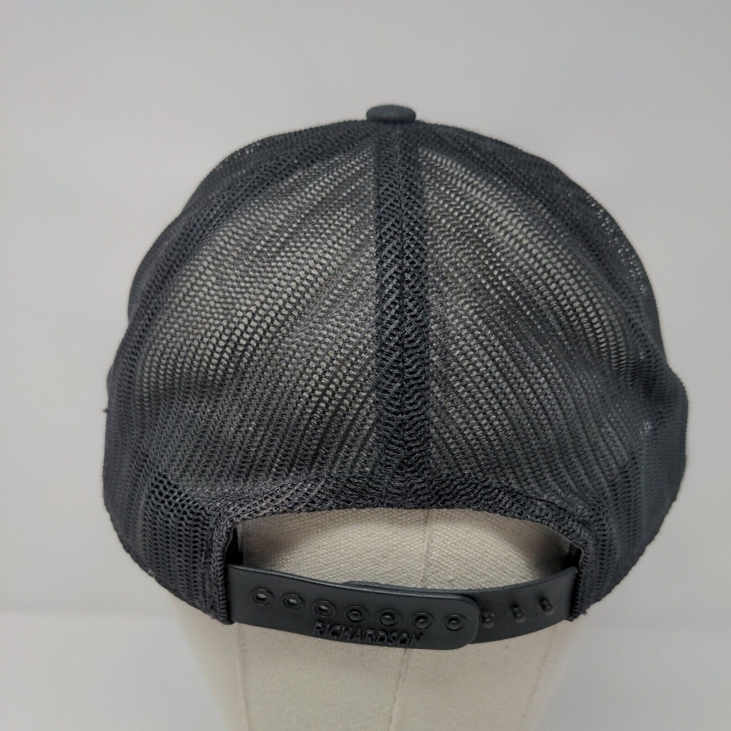 Richardson Snapback Trucker Hat Black One Size Adjustable Mesh Back 6 Panel