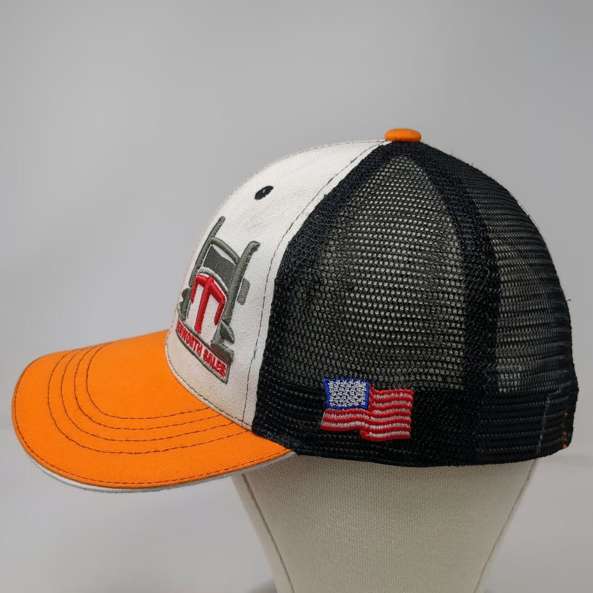 360 Apparel Baseball Cap White Orange One Size Kenworth Sales Mesh Back Hat