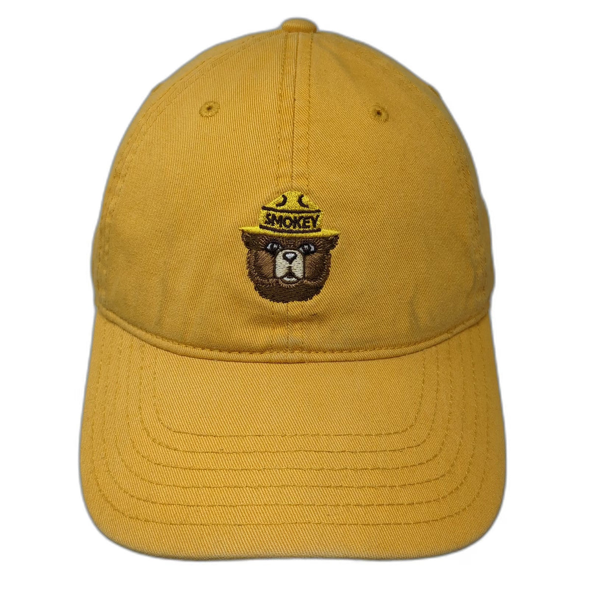 MAD Engine Smokey Bear Baseball Cap Yellow One Size Cotton Slideback Hat