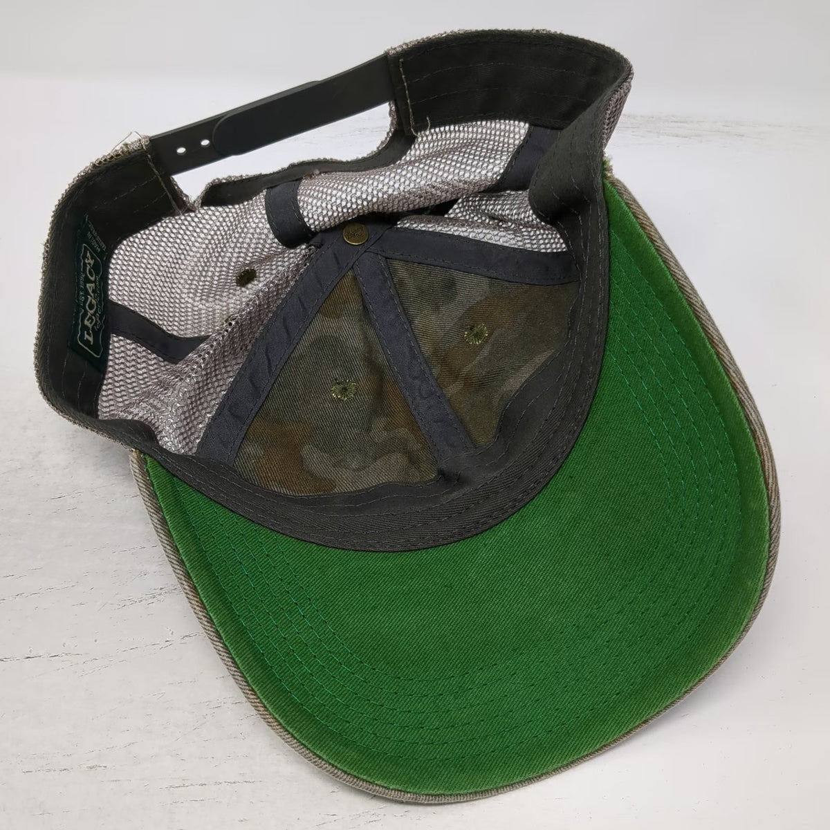 Legacy Trucker Hat Green One Size Camo Mesh Snapback Leather Patch Perigee Group