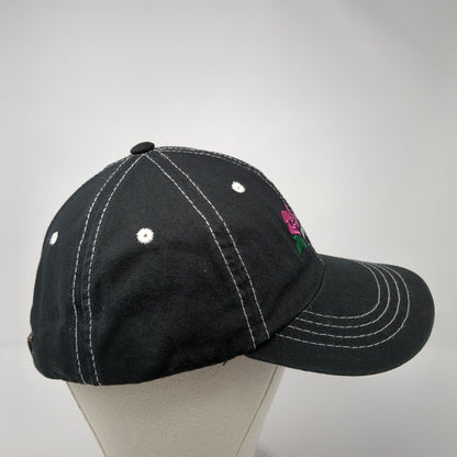 Rosedale Slideback Hat Black One Size Adjustable Embroidered Floral Town Talk