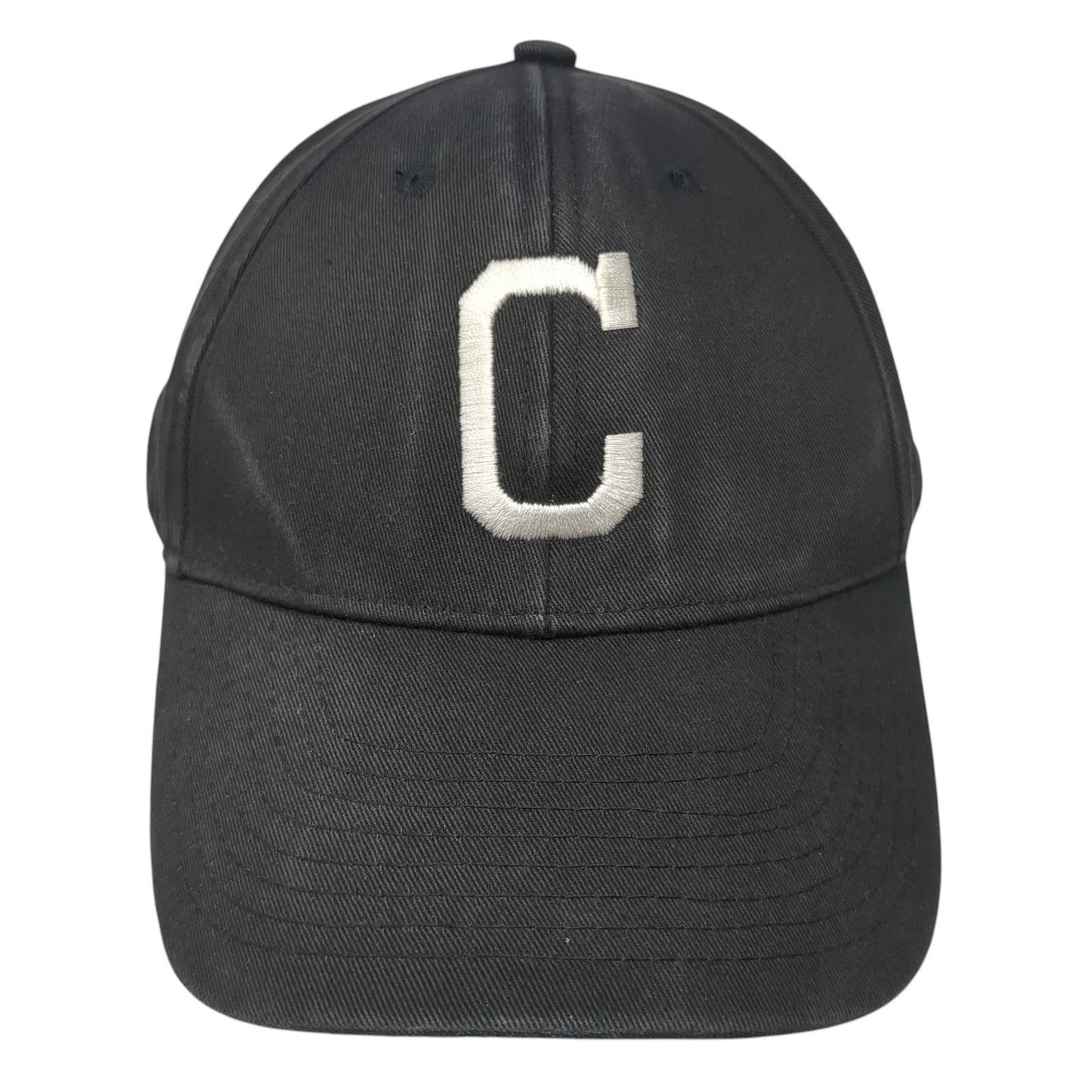 Letter C Strapback Hat Black One Size Adjustable Embroidered 6 Panel