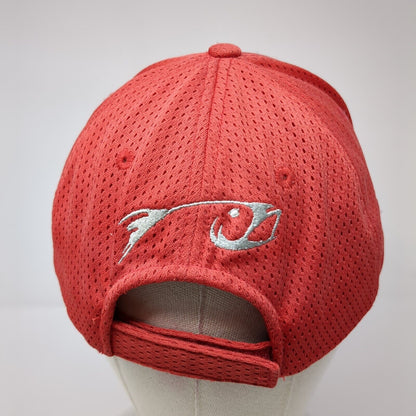 Rising Fish Strapback Hat Red One Size Adjustable Embroidered 6 Panel
