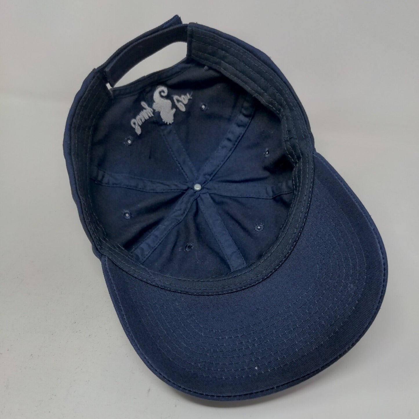 Sunny Co. Men's Strapback Hat Blue Embroidered Seahorse Logo Adjustable