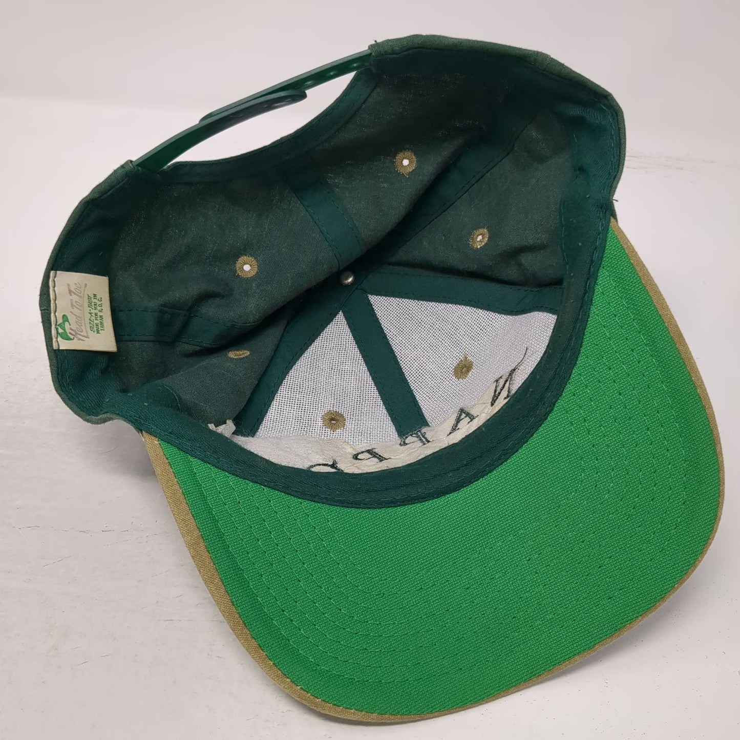 Head To Toe Snapback Green Beige Embroidered Salmon Fish Nappo Hat Vintage