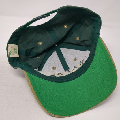 Head To Toe Snapback Green Beige Embroidered Salmon Fish Nappo Hat Vintage