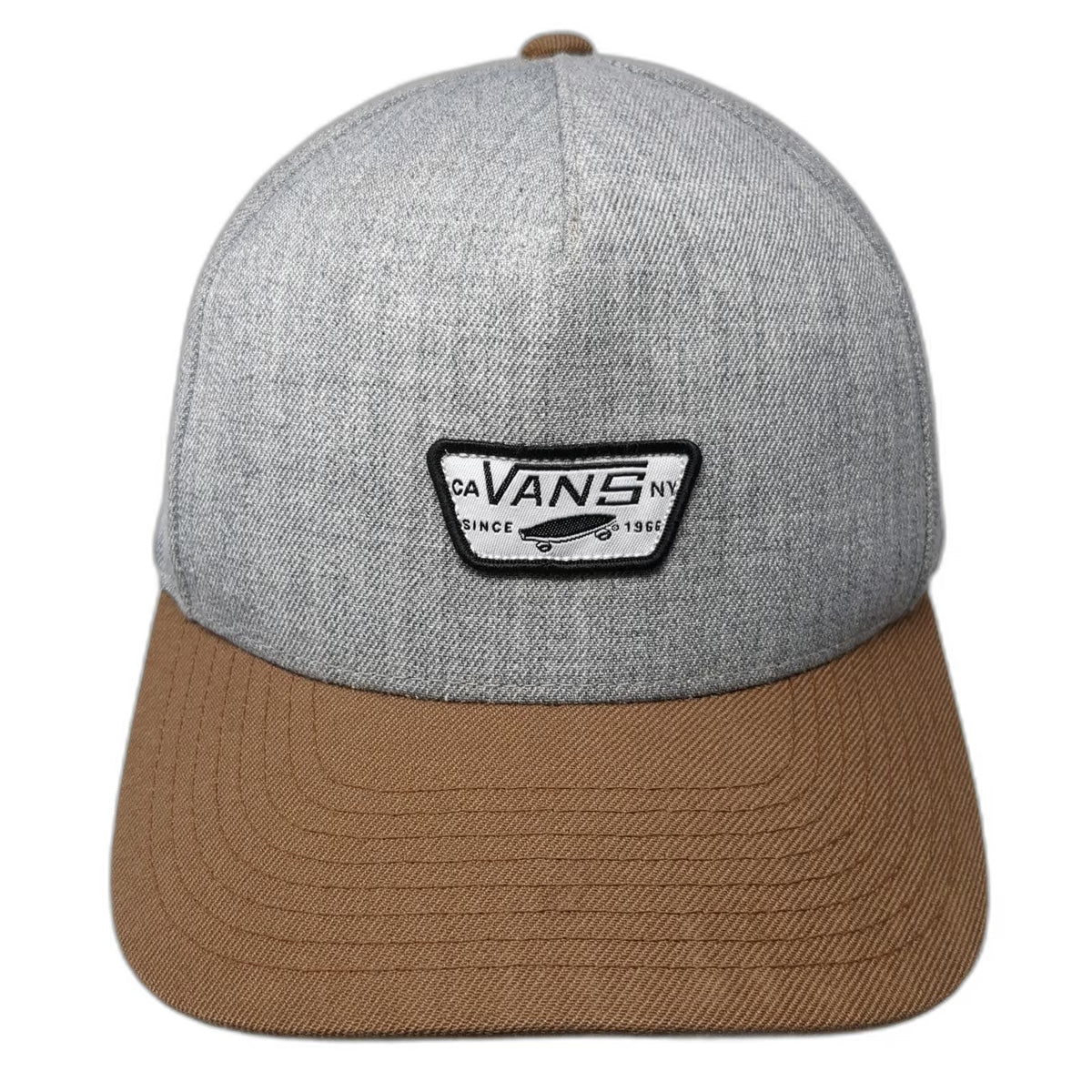 Vans 5 Panel Gray Brown One Size Patch Logo Snapback Hat Canvas Two Tone Adjust