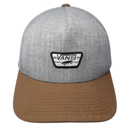 Vans 5 Panel Gray Brown One Size Patch Logo Snapback Hat Canvas Two Tone Adjust