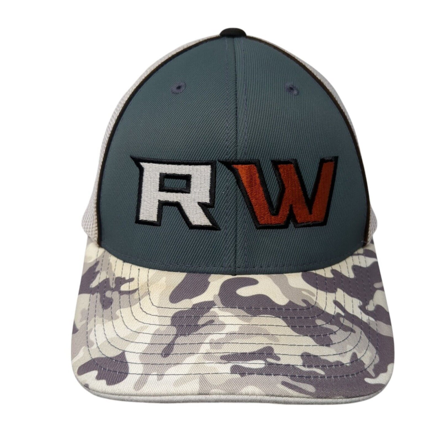 RW Fitted Mesh Back Trucker Hat Camo L-XL Flexfit Pacific Headwear