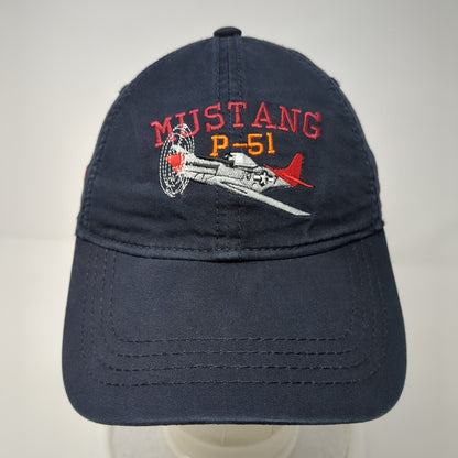 Mustang P-51 Strapback Hat Blue One Size Erickson Aircraft Collection