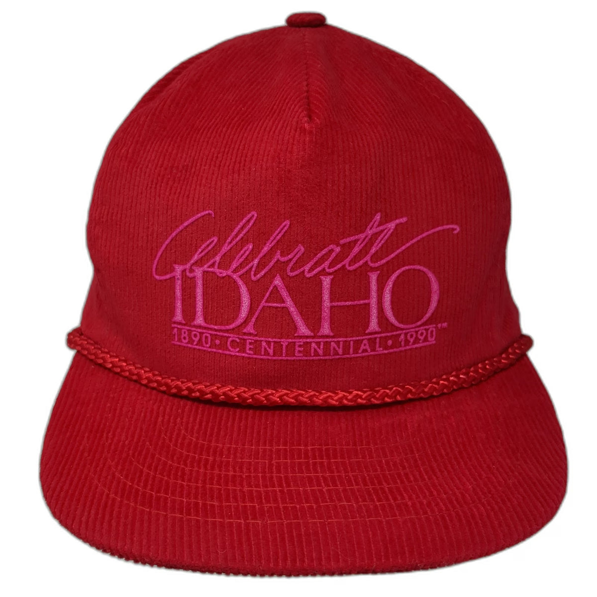 Ama Pro Trucker Red Hat One Size Rope Brim Corduroy Celebrate Idaho Centennial