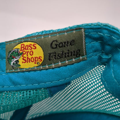 Bass Pro Shops Snapback Trucker Hat Blue OS Adjustable Mesh Back Gone Fishing
