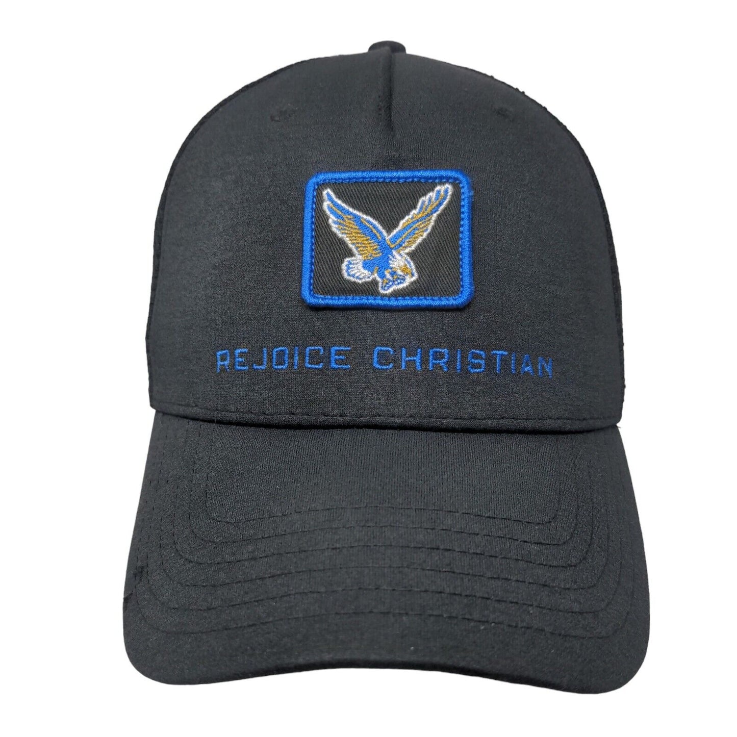 Rejoice Christian Snapback Trucker Hat Black OSFA Embroidered Under Armour