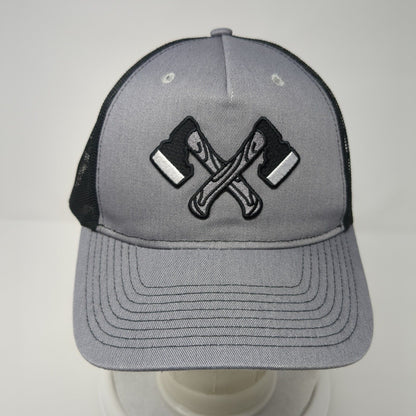 Crossed Axes Snapback Trucker Hat Gray OS Adjustable Mesh Back Port Authority