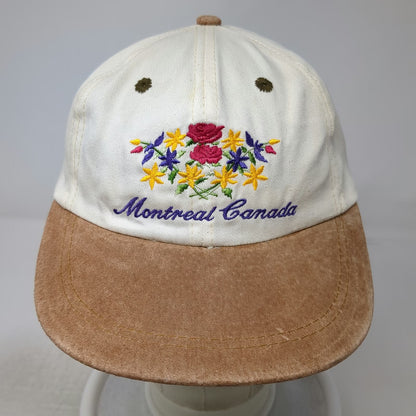 Cityscape Montreal Canada Flower White Brown Suede One Size Baseball Cap Hat
