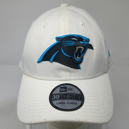 Carolina Panthers NFL New Era Baseball Cap White XL 39THIRTY Stretch Hat Logo