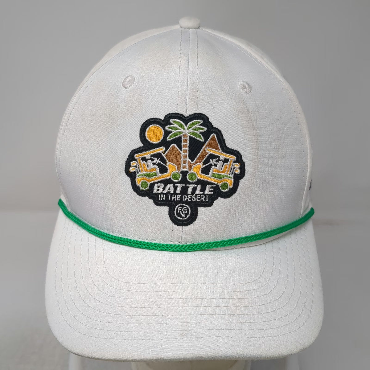 Pukka Snapback White One Size Hat Battle In The Desert Rope Golf Patch Palm Tree