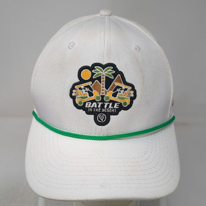 Pukka Snapback White One Size Hat Battle In The Desert Rope Golf Patch Palm Tree