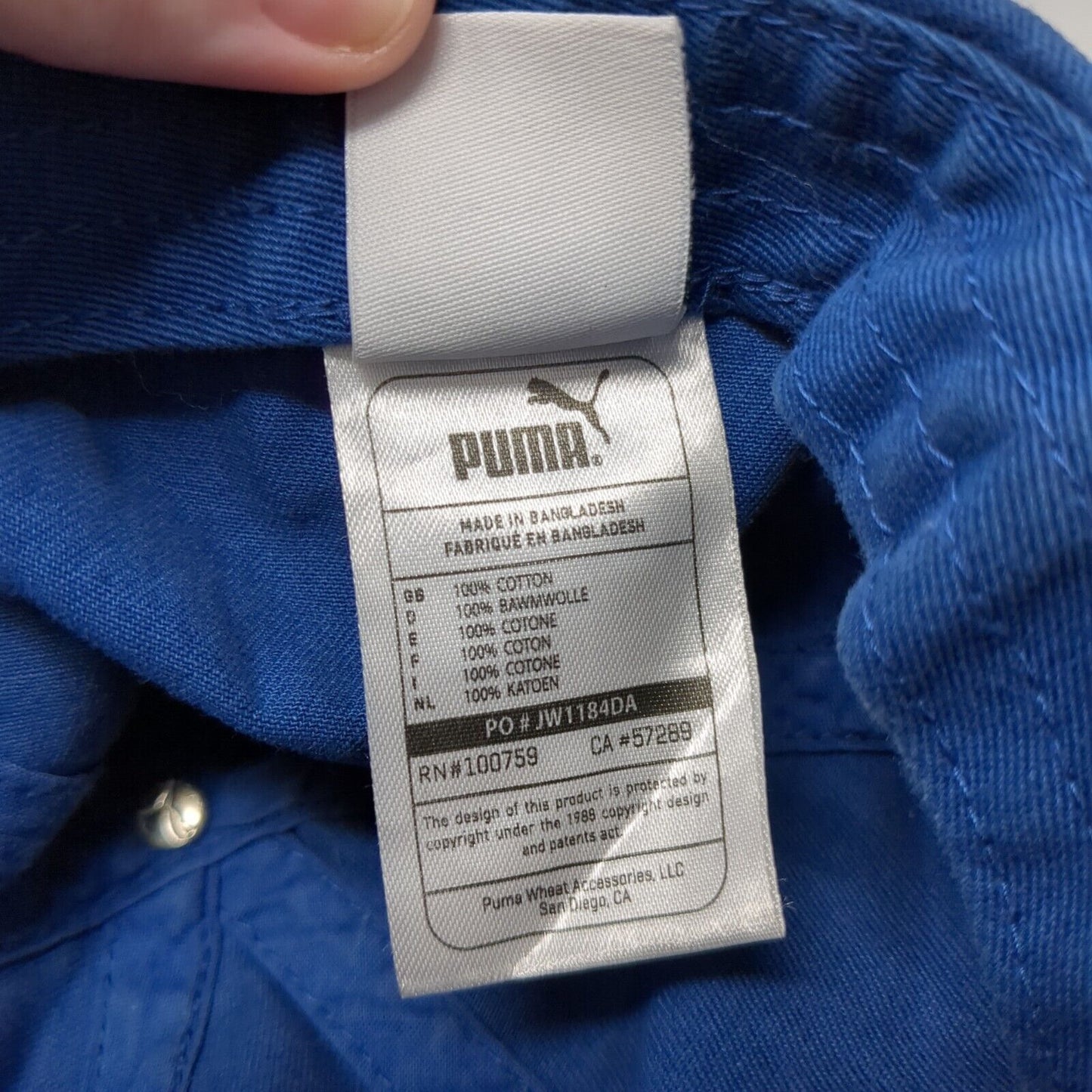 Puma Slideback Hat Blue One Size Adjustable Embroidered Logo Vent Holes