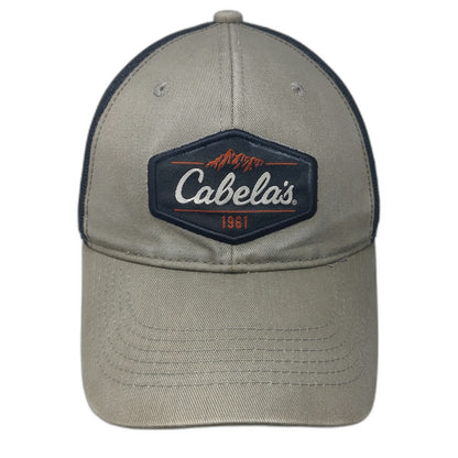 Cabela's Trucker Hat Beige One Size Mesh Back Mountain Patch Black Snapback