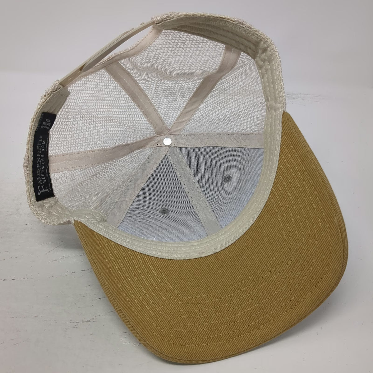 Fahrenheit Trucker Hat Gray Yellow One Size Shamrock Foods Logo Mesh Snapback