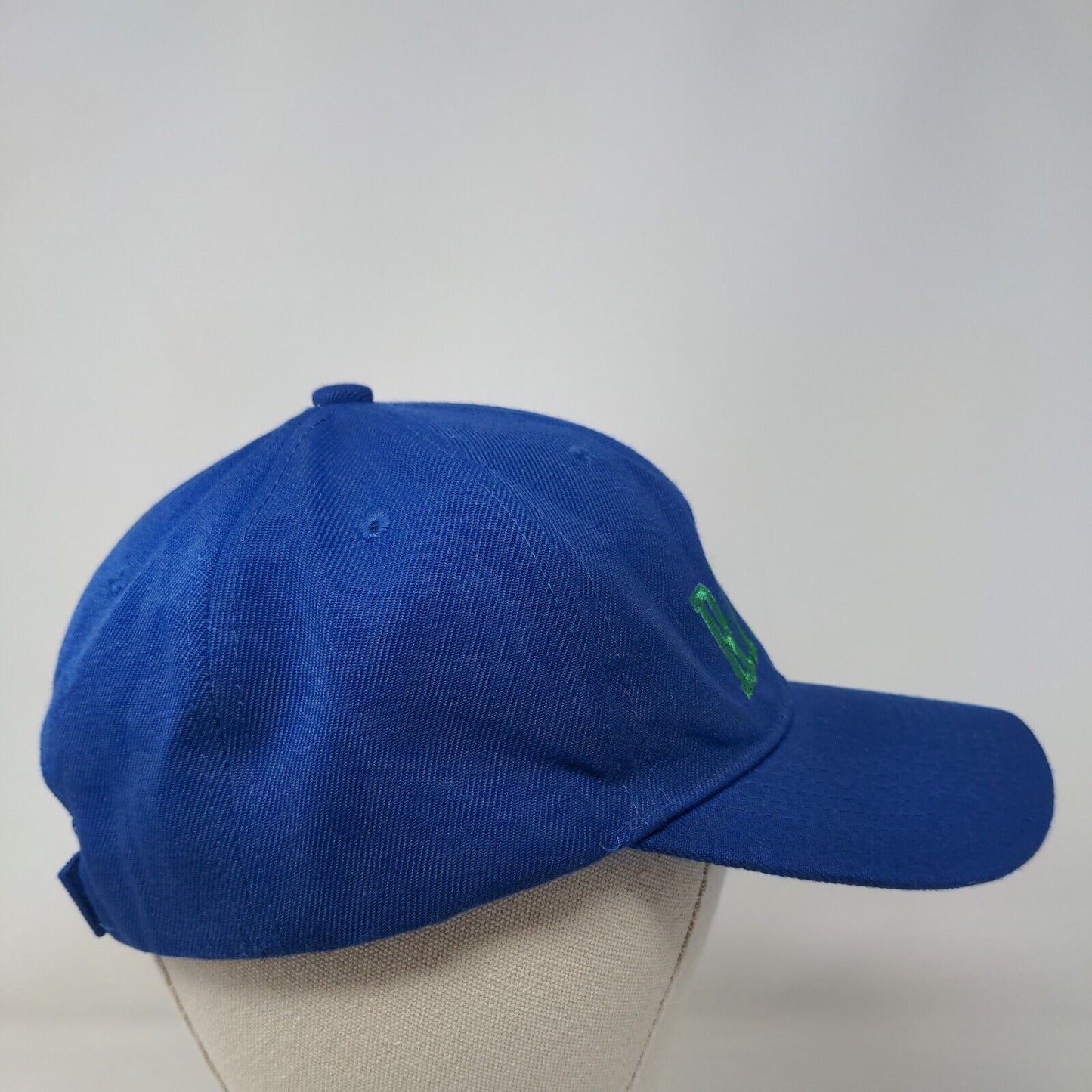 RIVER Strapback Hat Blue One Size Adjustable Embroidered Vented Holes 6 Panel