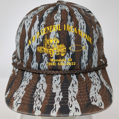 Cobra Caps 5 Panel Hat Brown Gray One Size Tiger Stripe Camo Rope Semi Truck