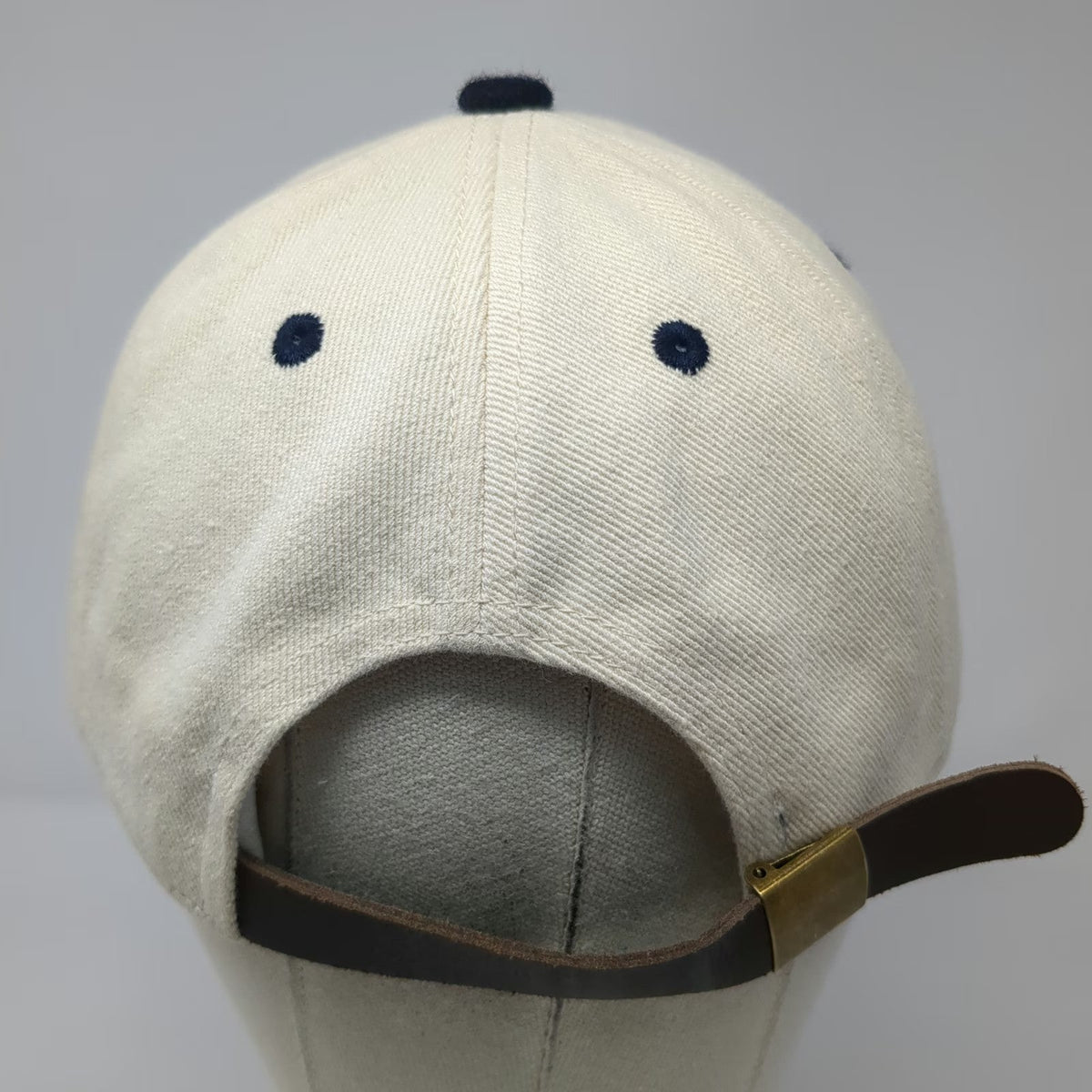 Brandy Melville Baseball Cap Beige Blue One Size Leather Slideback Blank Hat