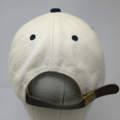 Brandy Melville Baseball Cap Beige Blue One Size Leather Slideback Blank Hat