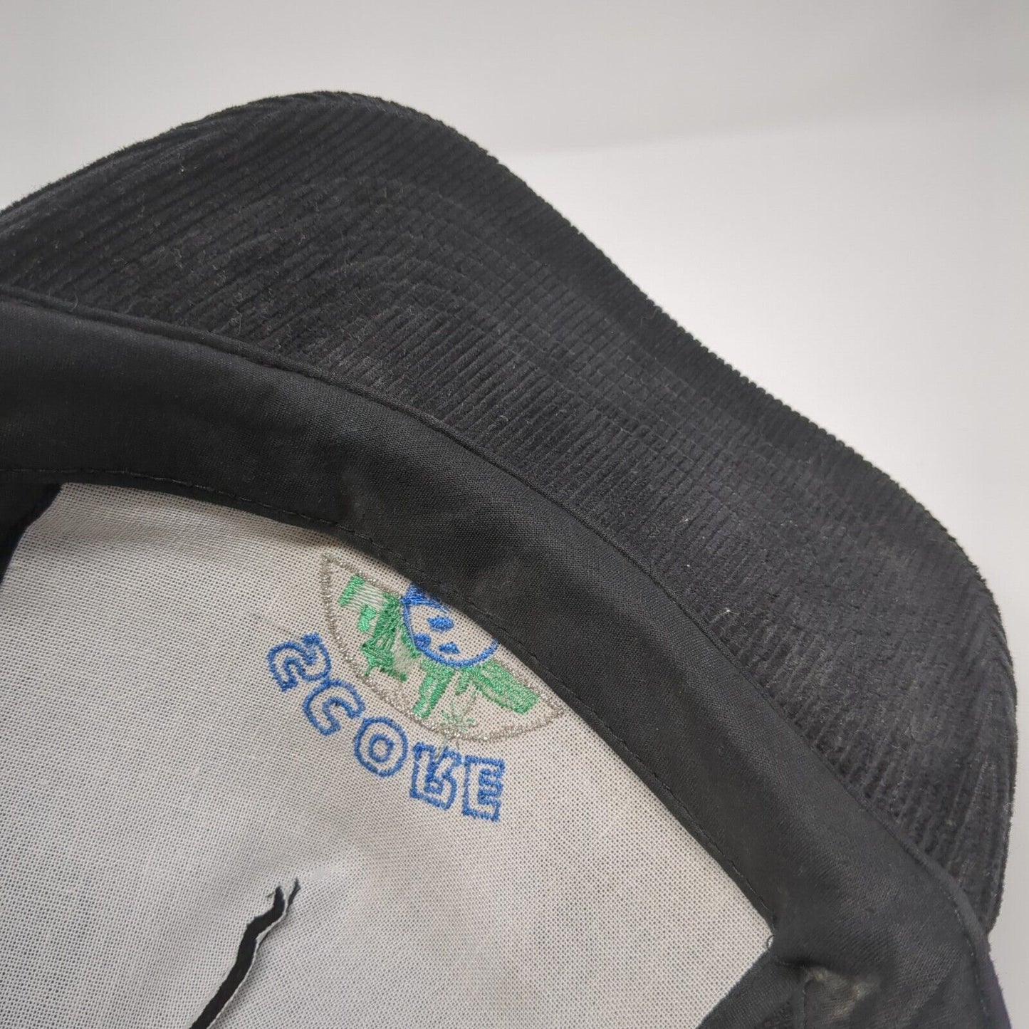 Score Snapback Hat Black One Size Adjustable Corduroy Embroidered