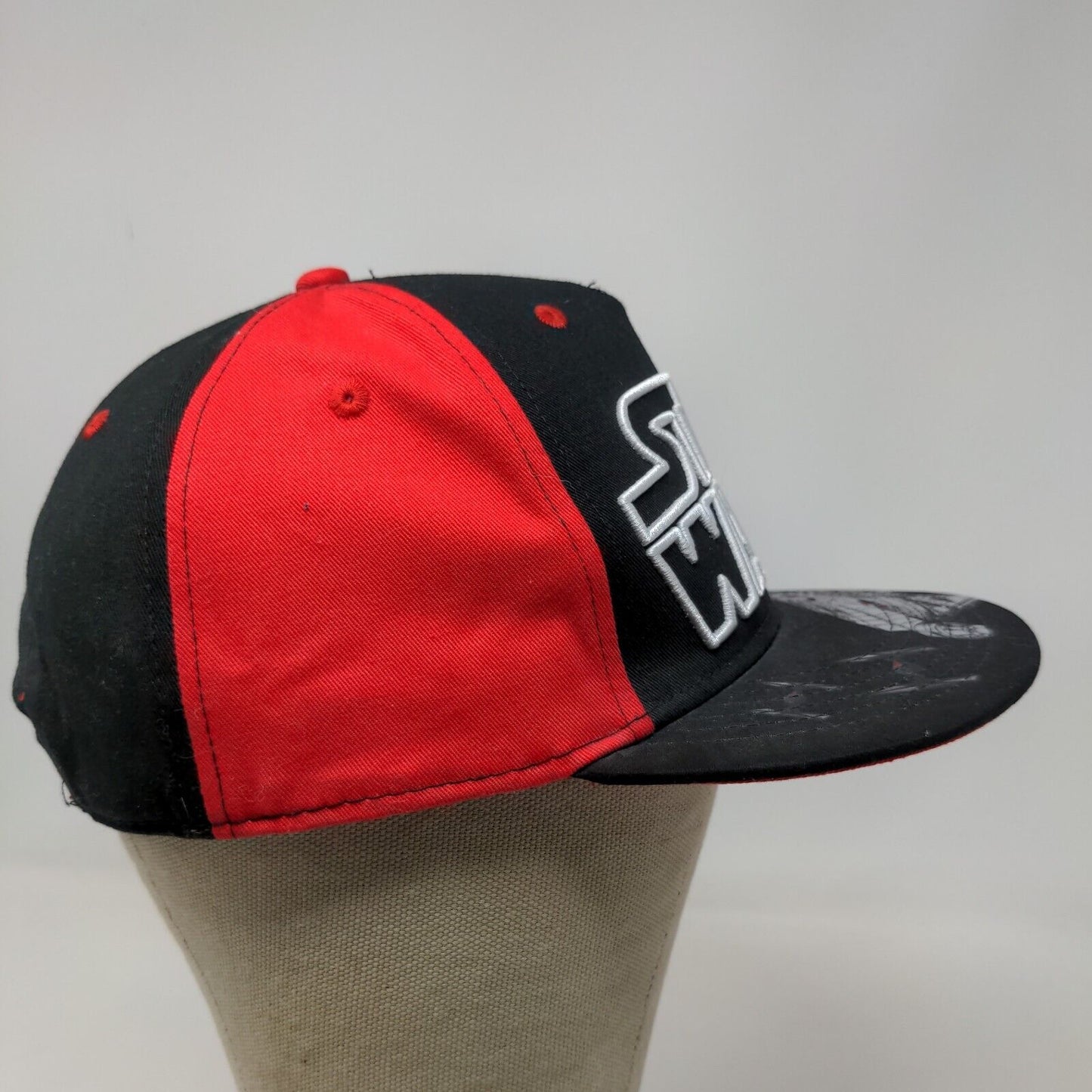 Star Wars Men's Snapback Hat Black Red Graphic Millenium Falcon Tie Fighters