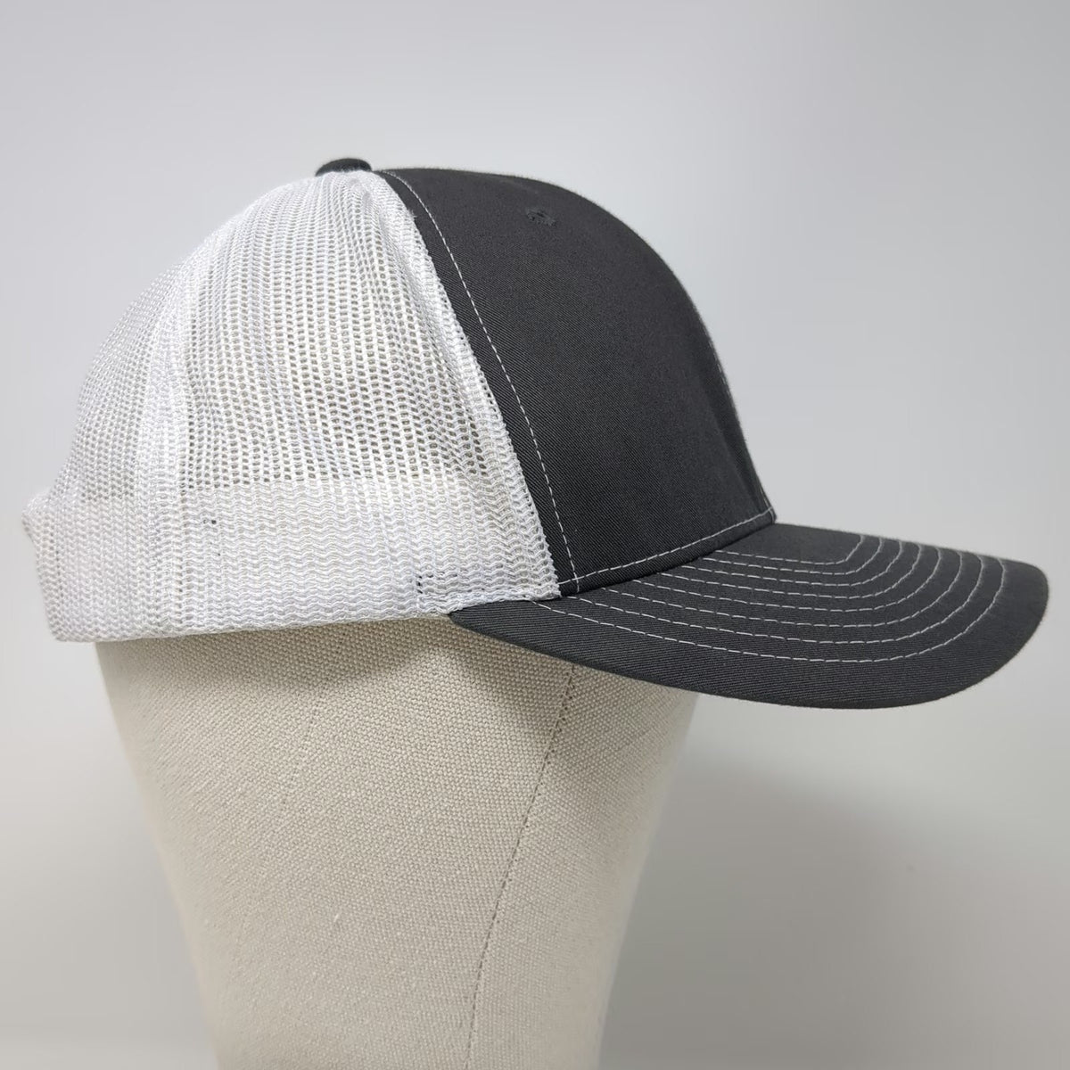 Richardson Trucker Hat Gray One Size Blue Ribbon Mesh Back Snapback Embroidered