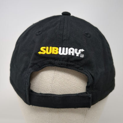 Subway Baseball Cap Hat Black One Size Embroidered Logo Adjustable Strapback