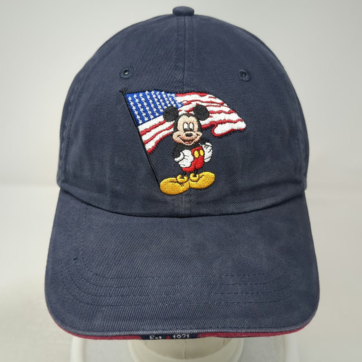 Walt Disney World Mickey Mouse American Flag Blue Baseball Cap OSFM Strapback