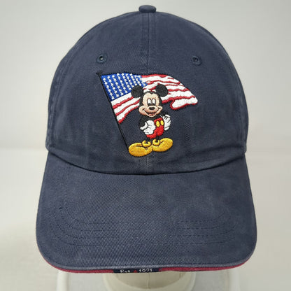 Walt Disney World Mickey Mouse American Flag Blue Baseball Cap OSFM Strapback
