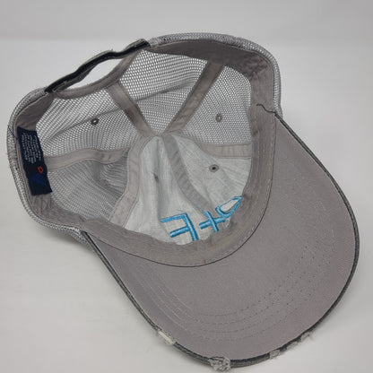 R+F Trucker Hat Gray One Size Adjustable Embroidered Distressed Mesh Back