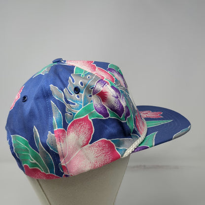 San Sun 5 Panel Blue Floral Tropical Hat One Size Snapback Rope VAMC Aloha Surf