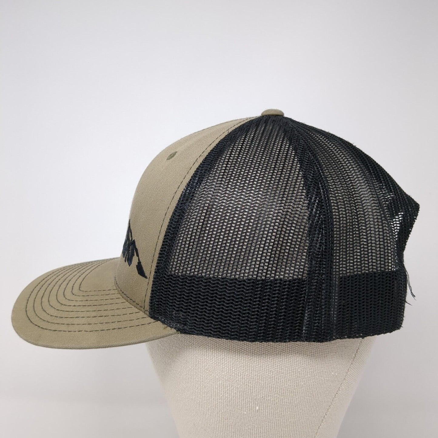 Mountain Snapback Trucker Hat Tan OS Adjustable Embroidered Mesh Richardson