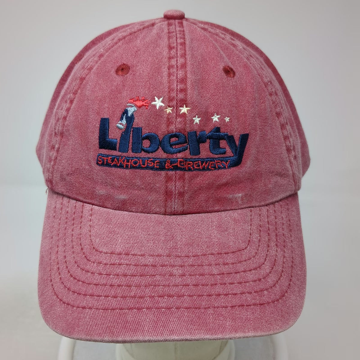 HeadShot Baseball Cap Red One Size Slideback Liberty Steakhouse Brewery Hat SC