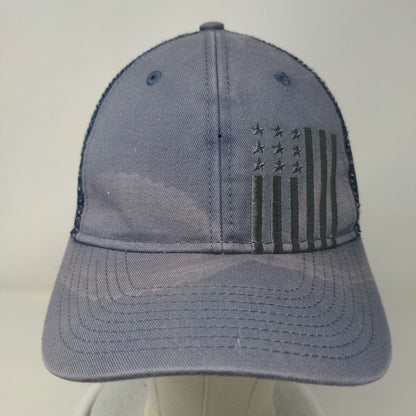 USA Flag Embroidered Snapback Trucker Hat Blue One Size Embroidered Mesh Back
