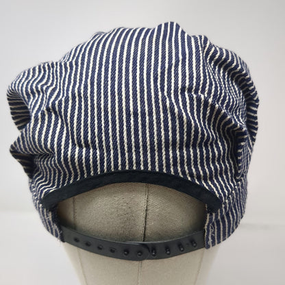 Merit Snapback Hat Blue White Hickory Stripe One Size Cotton Engineer Striped