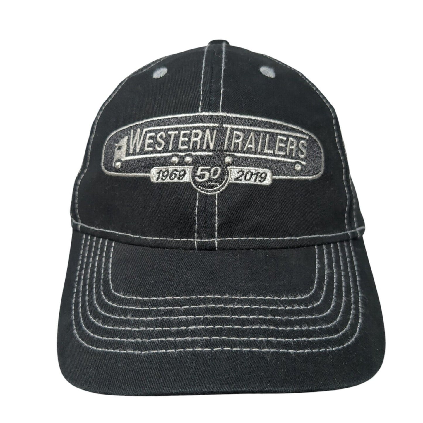 Western Trailers Strapback Hat Black One Size Embroidered 6 Panel