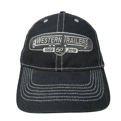Western Trailers Strapback Hat Black One Size Embroidered 6 Panel
