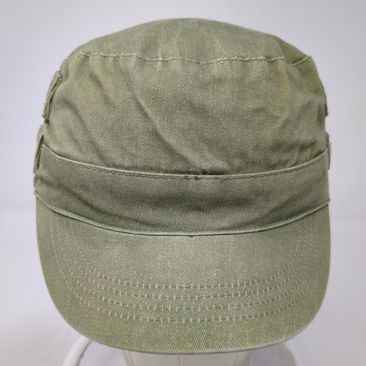 Army Cap Green One Size Solid Back Snap Button Side Straps Plain Cotton Hat