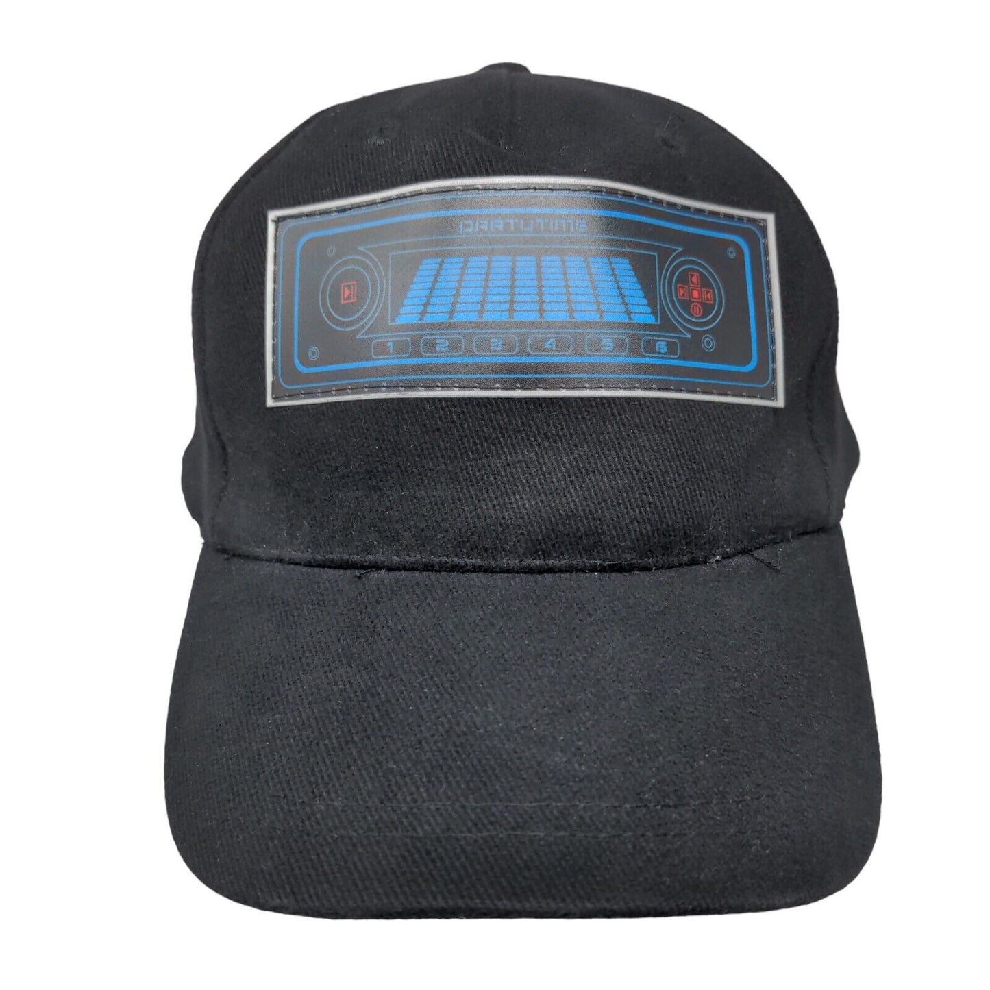 Party Time Strapback Hat Black One Size Adjustable Vented Holes 5 Panel