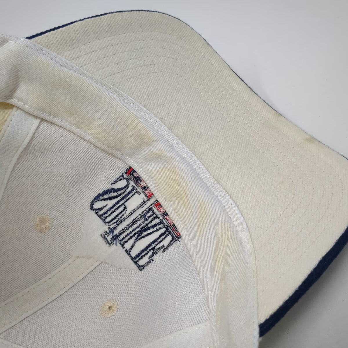Port Authority Baseball Cap White Blue OS Spike Club 2000 Slideback Hat Vintage